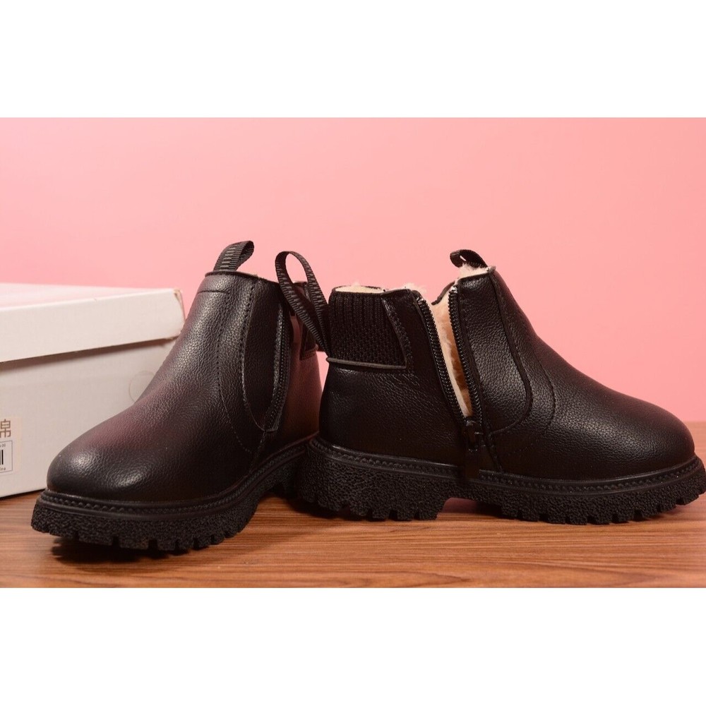 Boots Youth Boys Girls  Size 1.5 Fleece Lined Black Boots 11.5